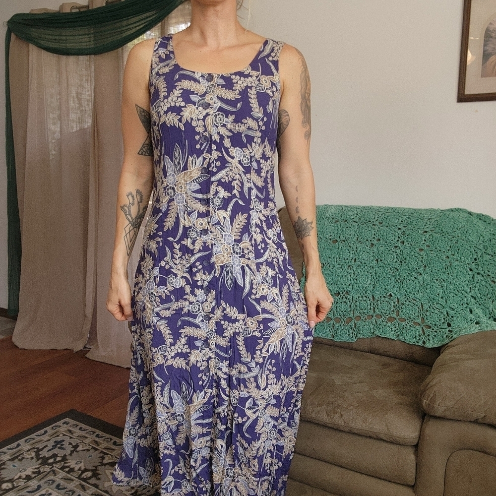 Coldwater Creek Floral Button Down Maxi Dress Size 10